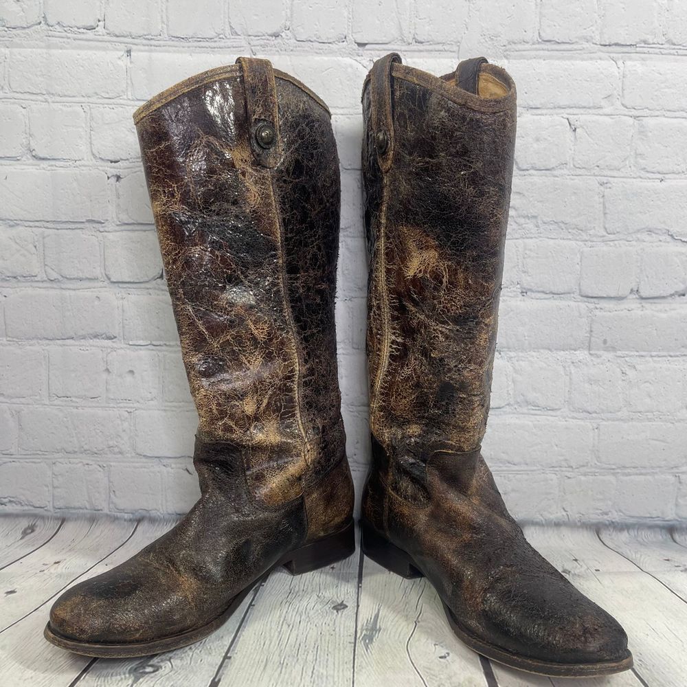 Frye Distressed Brown Ankle Boots - Picture 3 of 16
